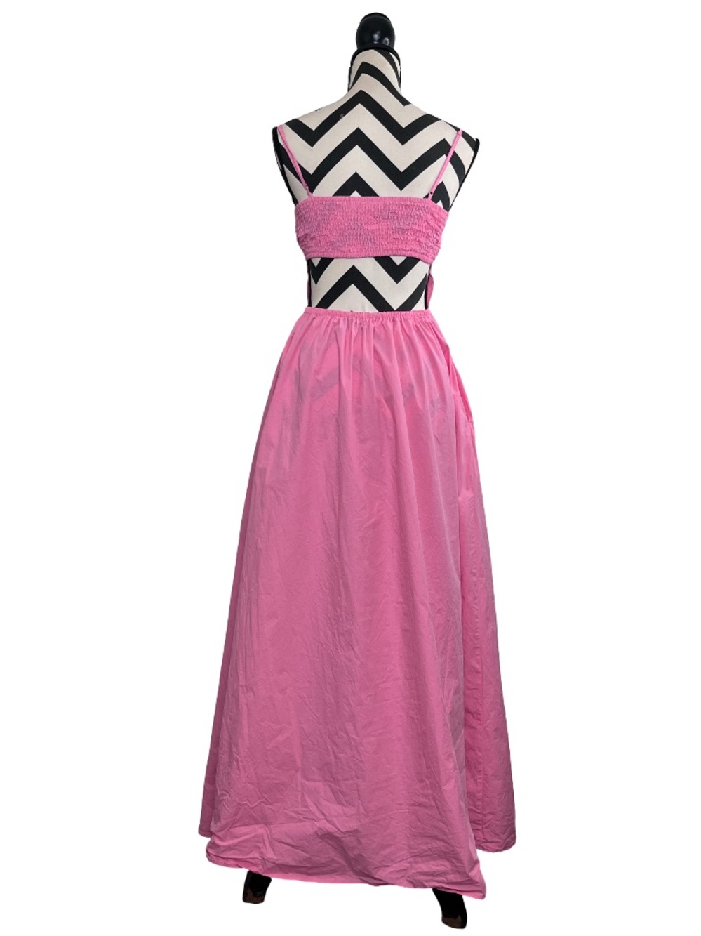 Susana Monaco Knockout Pink Sz S 100% Cotton Poplin Open Back Maxi Dress - Picture 2 of 15